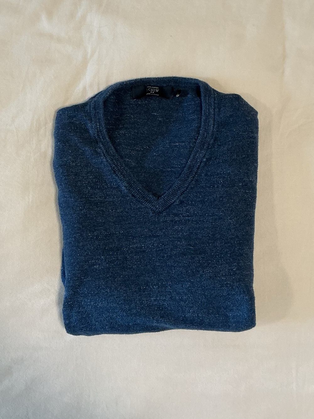 Men's V-Neck 100% Cotton Sweater in Navy Blue